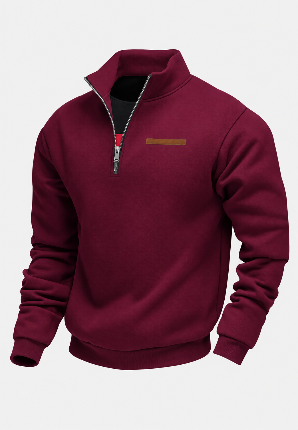 Sweatshirt de homem com meio fecho e gola subida