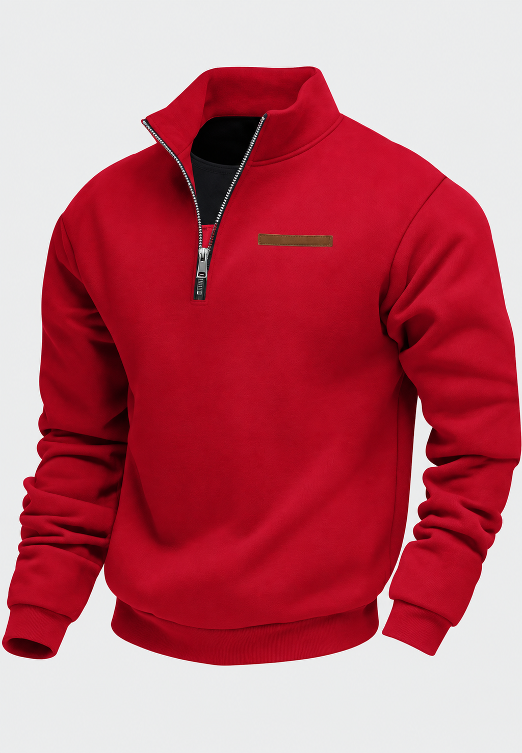Sweatshirt de homem com meio fecho e gola subida