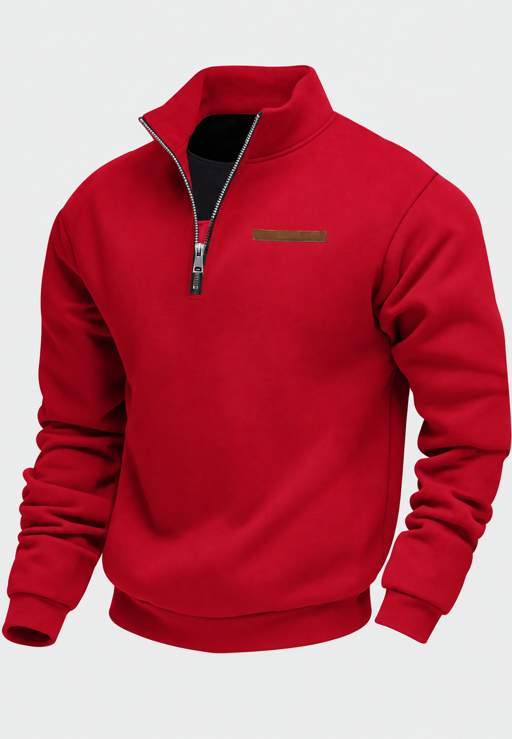 Sweatshirt de homem com meio fecho e gola subida