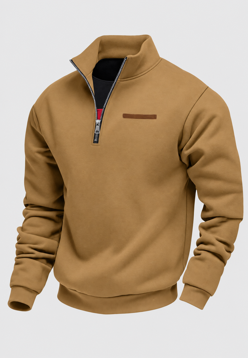 Sweatshirt de homem com meio fecho e gola subida