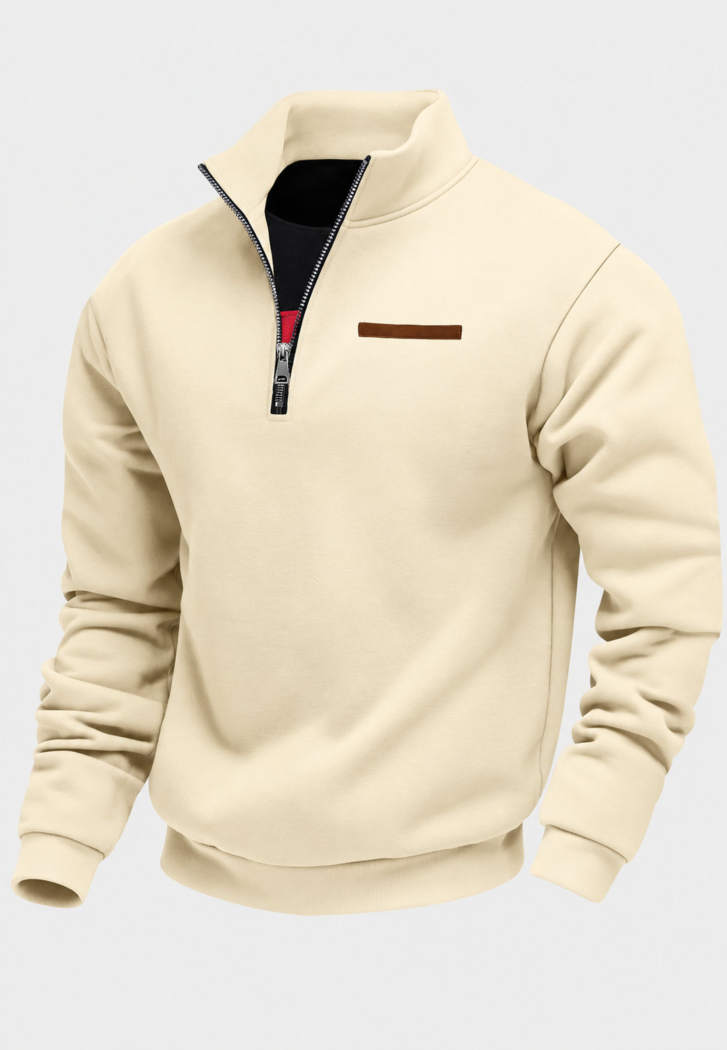 Sweatshirt de homem com meio fecho e gola subida