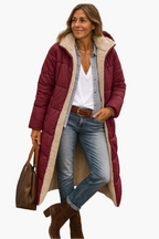 Veste longue femme d'hiver matelassée à capuche