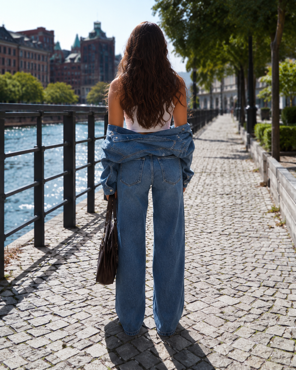 Women's Low-Rise Jeans, Wide Legs, Blue