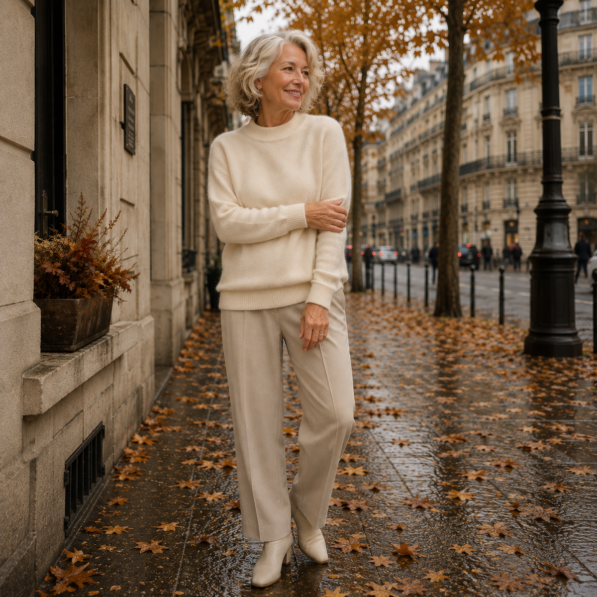Gładki sweter damski z golfem i długimi rękawami