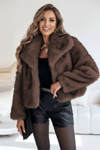 Women's Short Plush Jacket With Long Sleeves