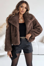 Women's Short Plush Jacket With Long Sleeves