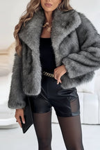 Women's Short Plush Jacket With Long Sleeves