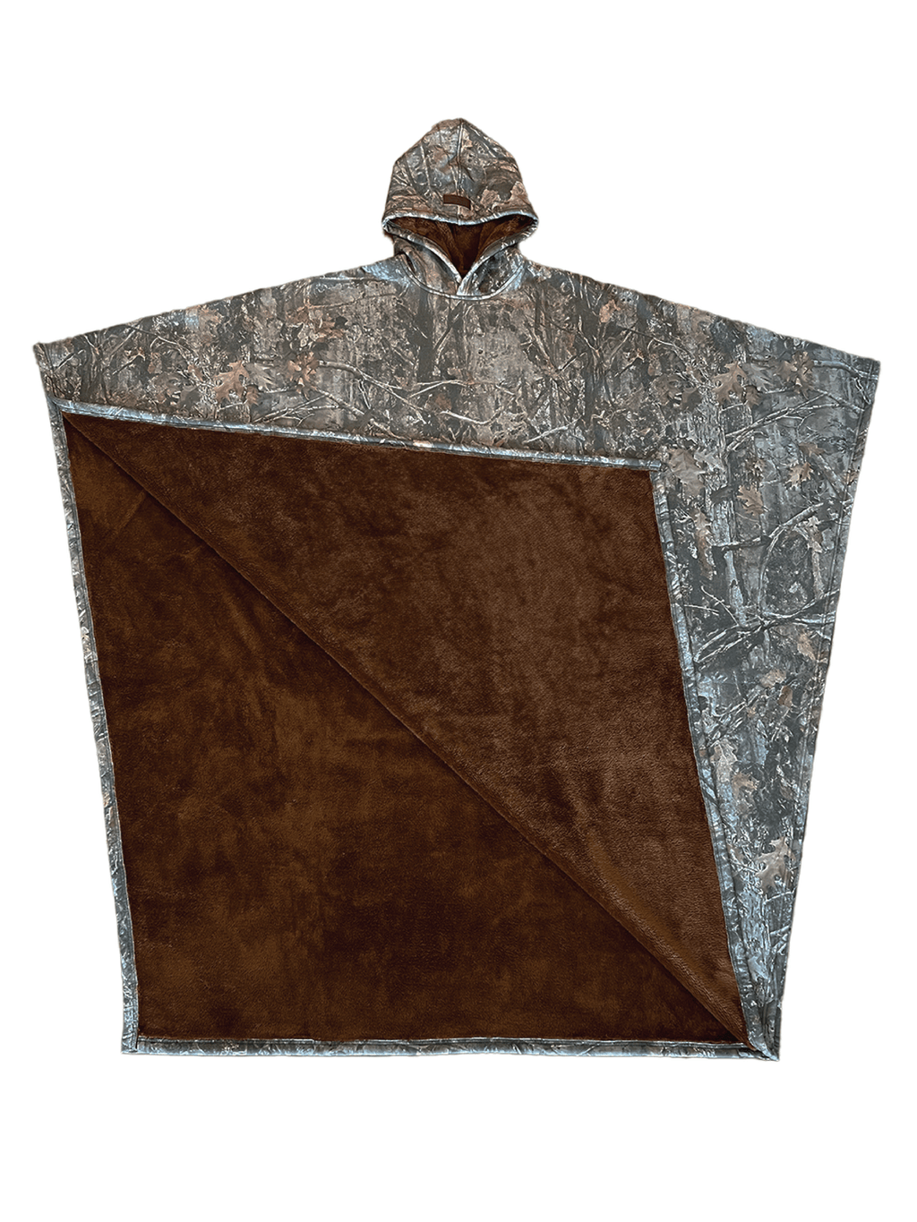 Poncho unisex con cappuccio, taglio ampio, fodera