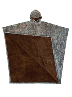 Poncho unisex con cappuccio, taglio ampio, fodera