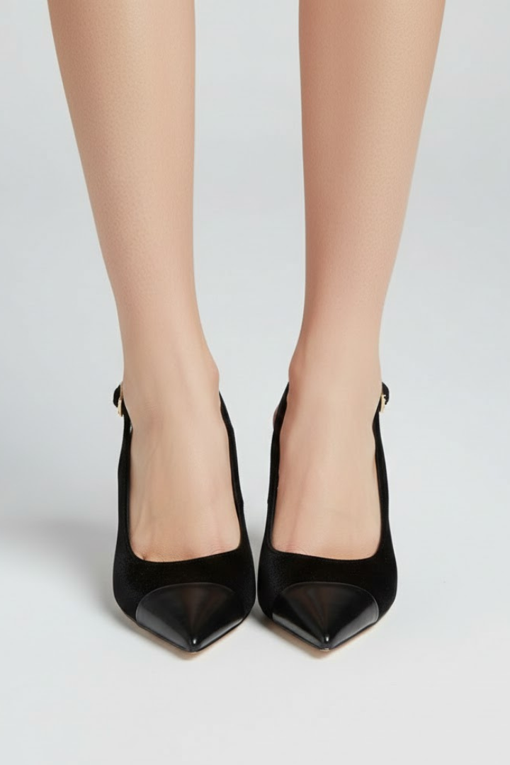 Slingback-pumps til damer med spids tå og justerbar rem