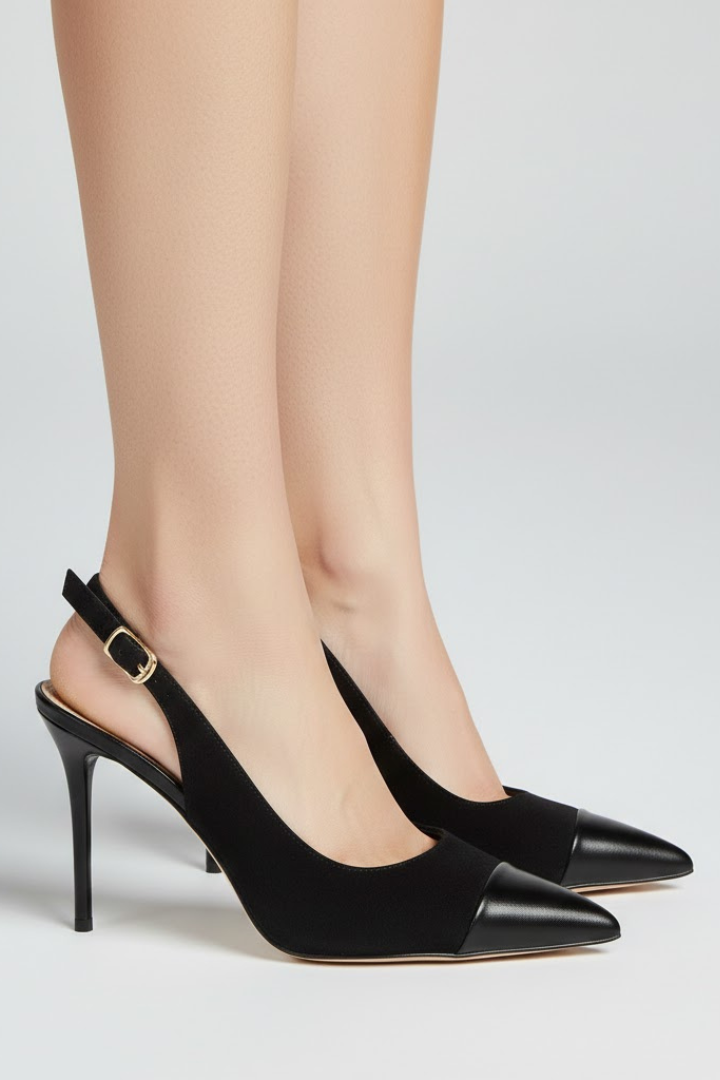 Slingback-pumps til damer med spids tå og justerbar rem