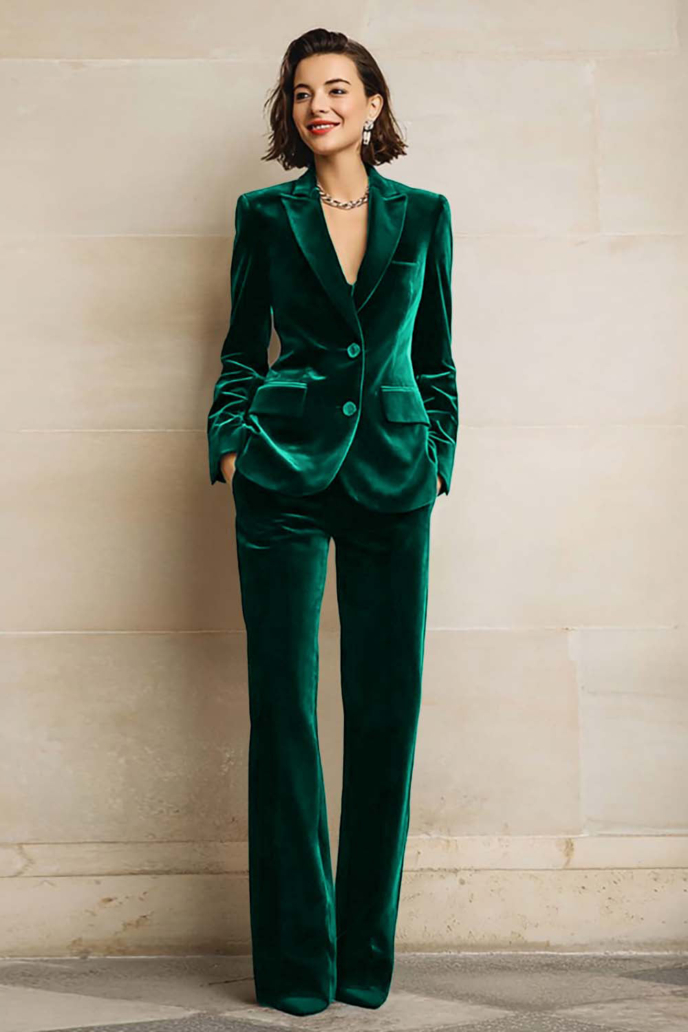 Costum din velur de damă, două piese, sacou, pantaloni