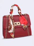 Borsa a bauletto donna con foulard e catena