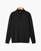 Unisex sweater med høj krave, struktur og lynlås