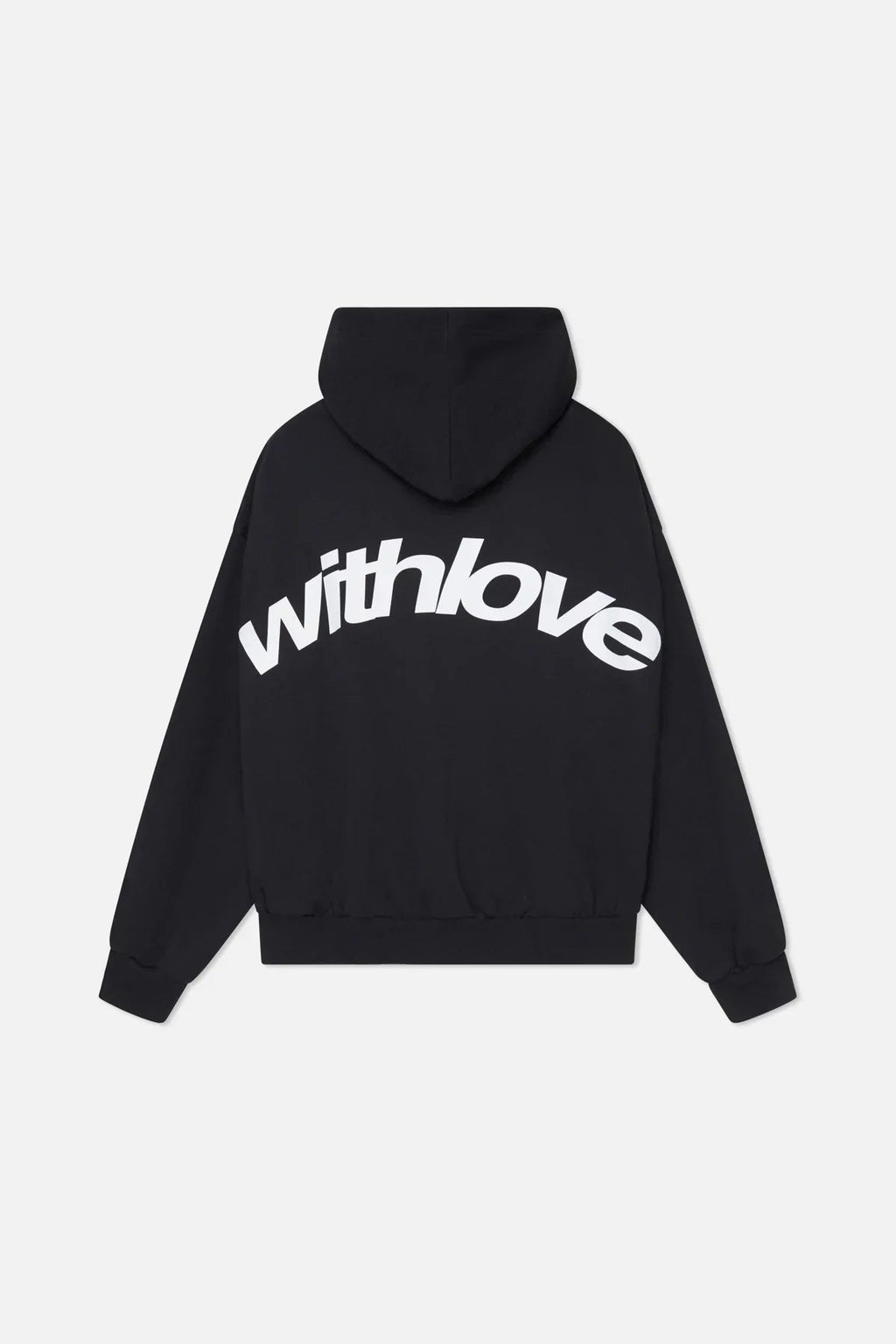 Bluza unisex z kapturem, długim rękawem i białym nadrukiem graficznym na plecach