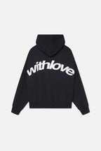 Bluza unisex z kapturem, długim rękawem i białym nadrukiem graficznym na plecach