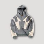 Sweat à capuche oversize homme, motif bicolore, zip