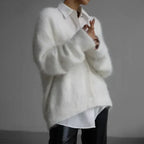 Cardigan donna in maglia con scollo a V e bottoni