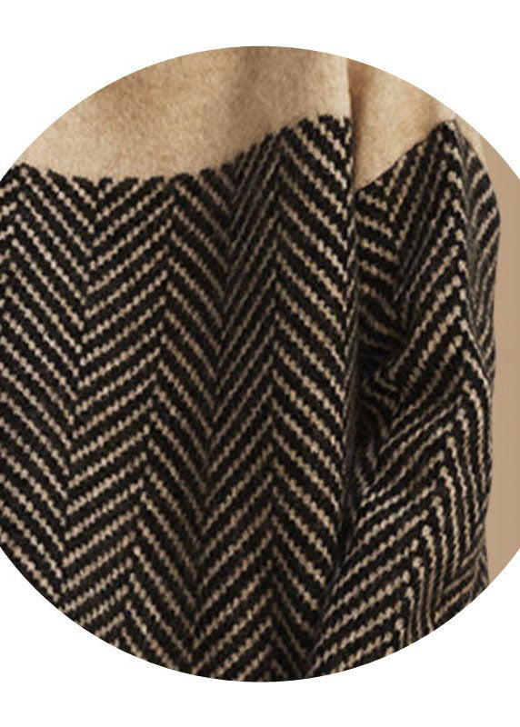 Maglione donna a collo alto con motivo spigato, maniche lunghe