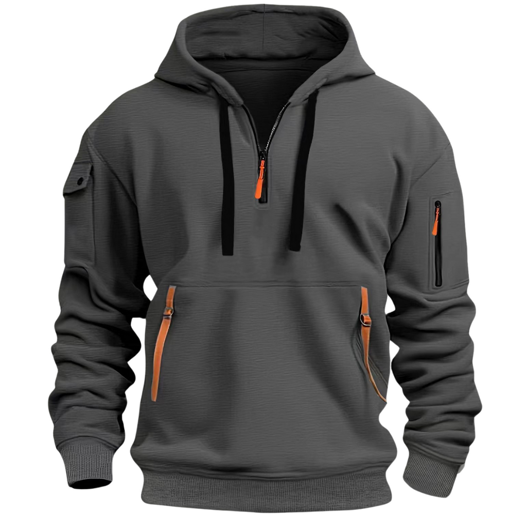 Sweatshirt com capuz de homem com bolsos de fecho