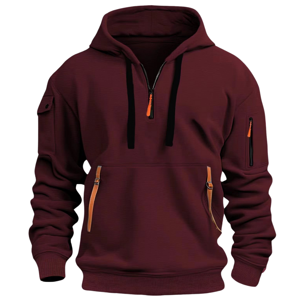 Sweatshirt com capuz de homem com bolsos de fecho