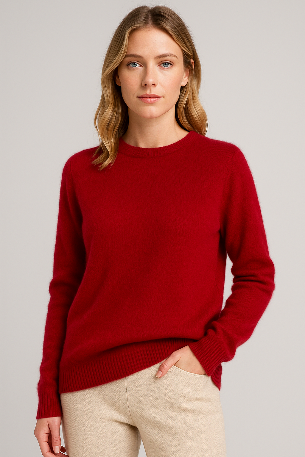 Maglione donna classico con scollo rotondo e maniche lunghe