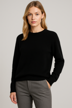 Maglione donna classico con scollo rotondo e maniche lunghe