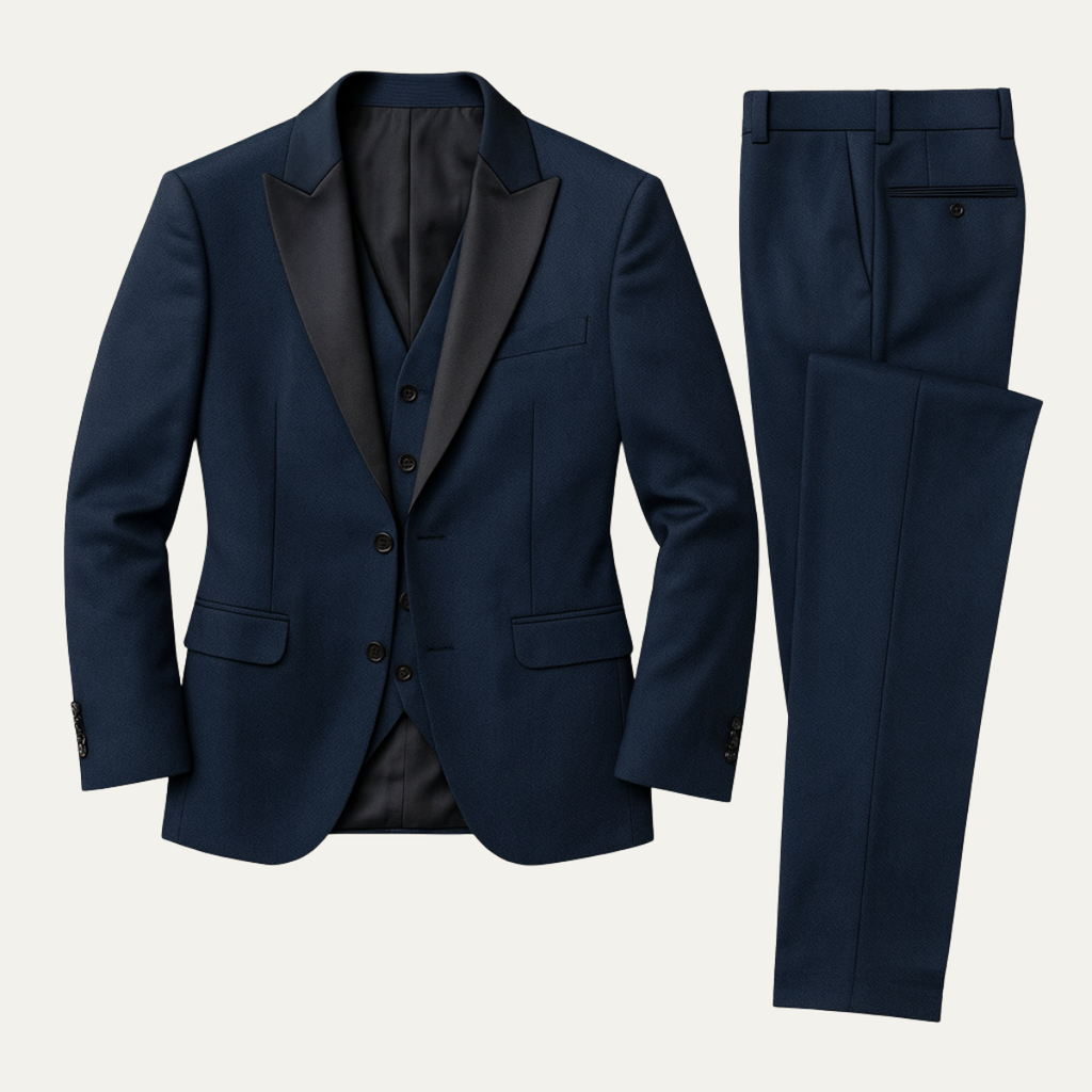 Tredelt jakkesæt til mænd med vest og blazer