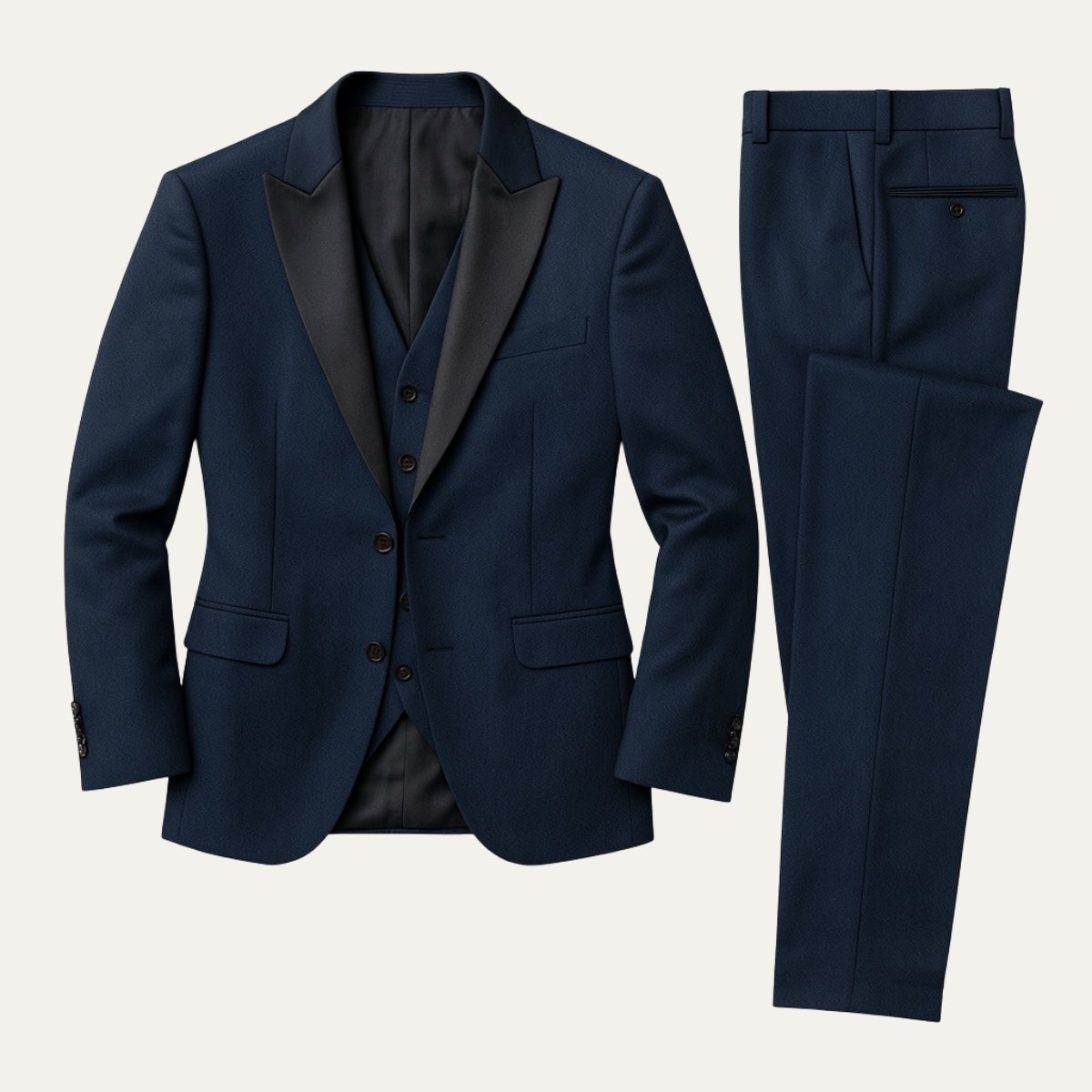 Tredelt jakkesæt til mænd med vest og blazer