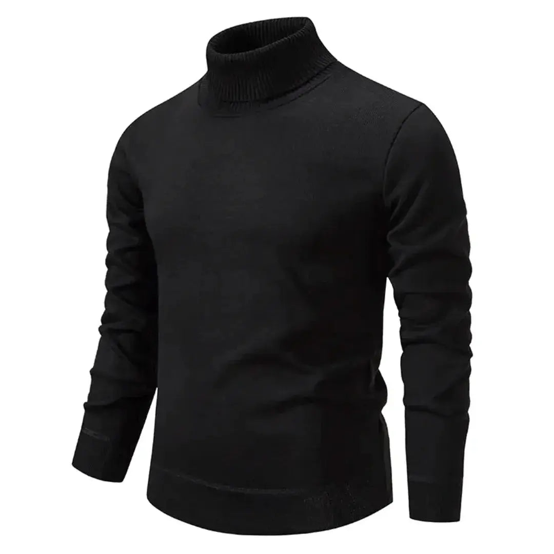 Pull homme à col roulé manches longues coupe classique