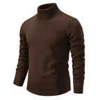 Pull homme à col roulé manches longues coupe classique