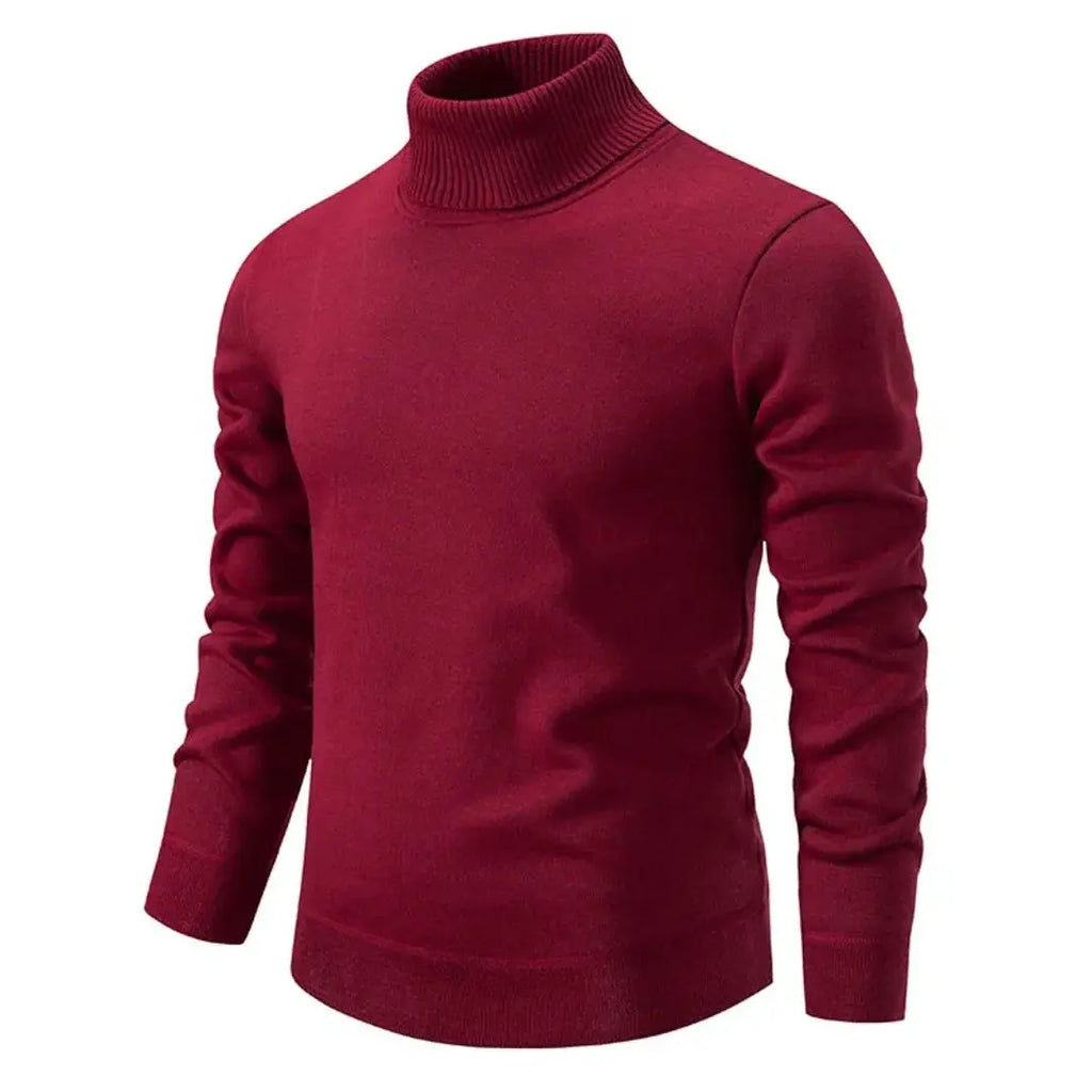 Pull homme à col roulé manches longues coupe classique