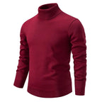 Pull homme à col roulé manches longues coupe classique