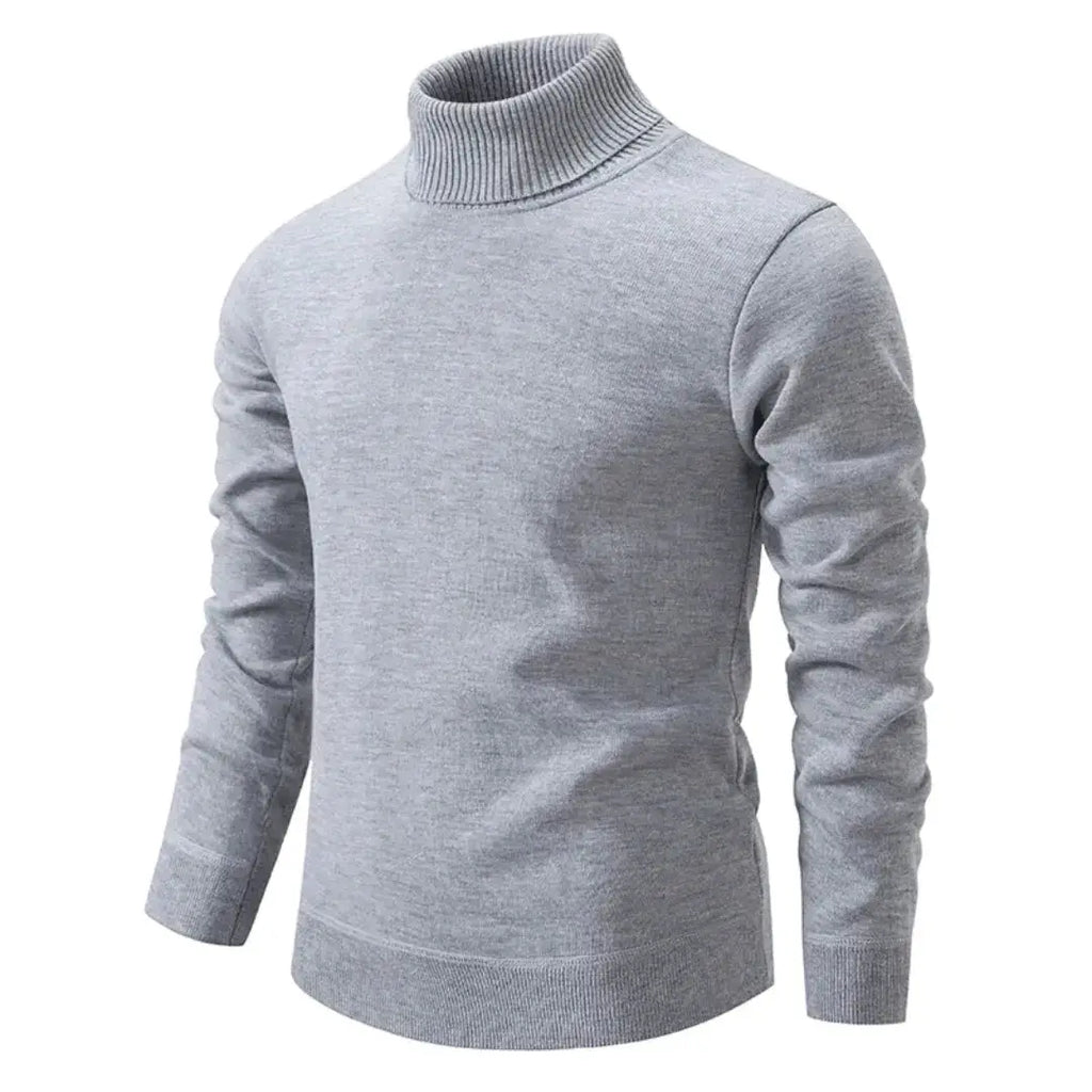 Pull homme à col roulé manches longues coupe classique
