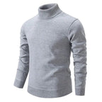 Pull homme à col roulé manches longues coupe classique