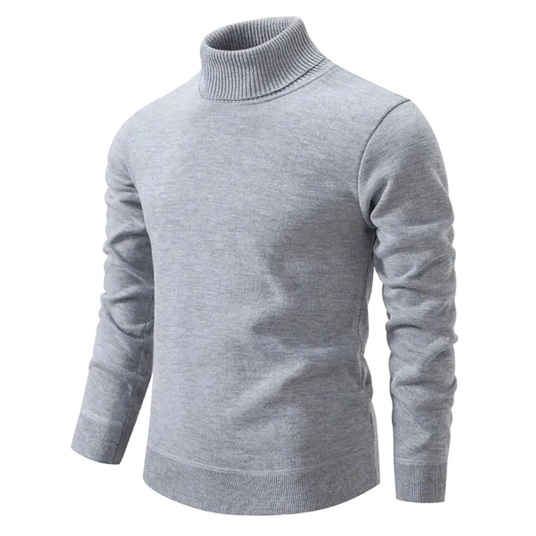 Pull homme à col roulé manches longues coupe classique