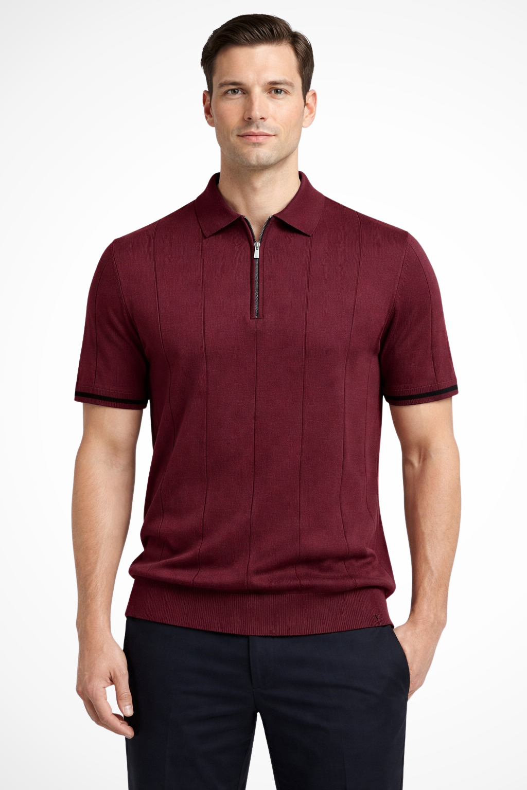 Polo homme côtelé à manches courtes