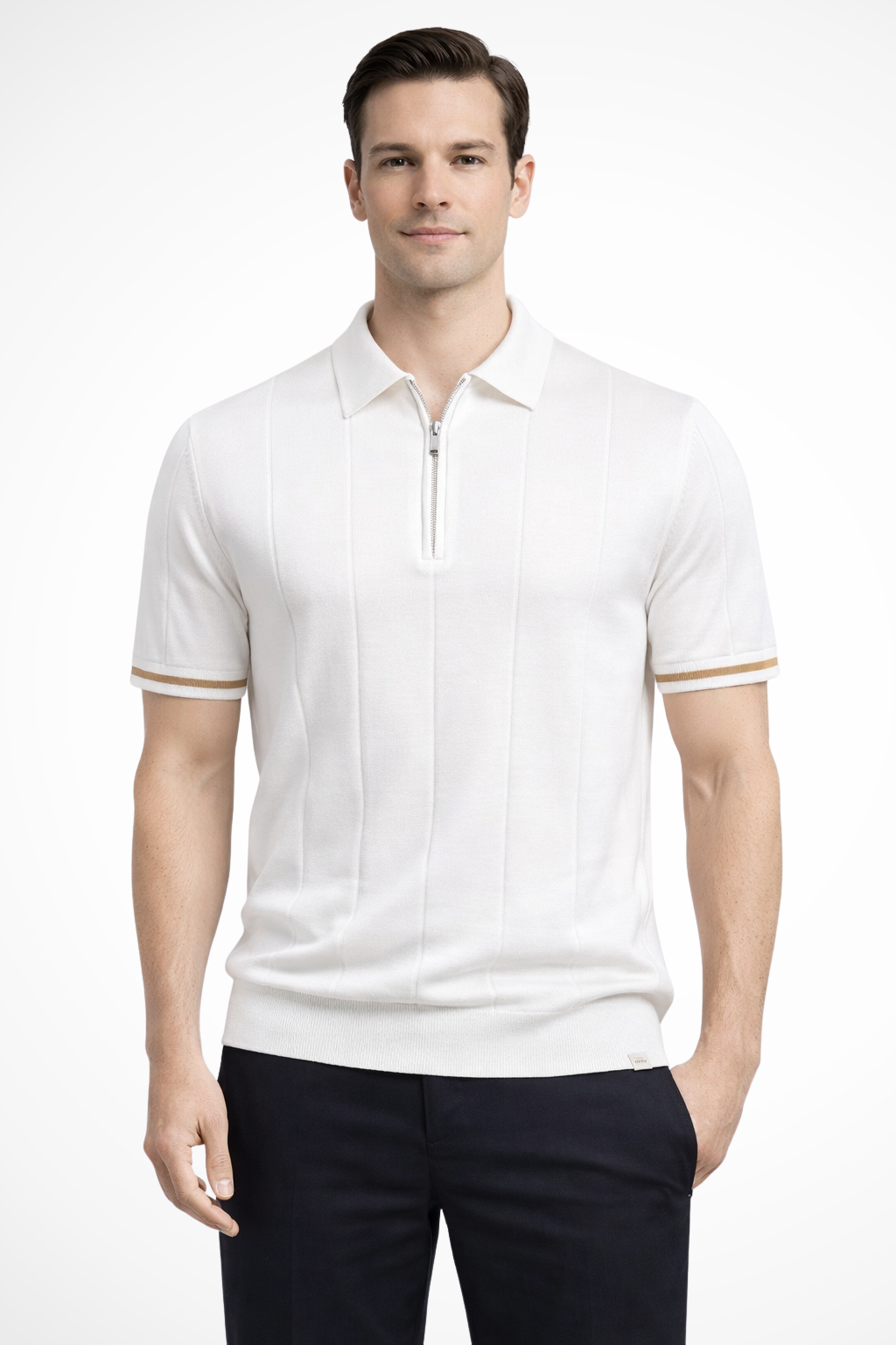 Polo homme côtelé à manches courtes
