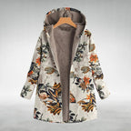Veste femme à capuche, motif fleuri, zippée