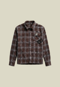 Camicia donna a quadri marrone con maniche lunghe