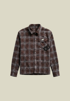 Camicia donna a quadri marrone con maniche lunghe