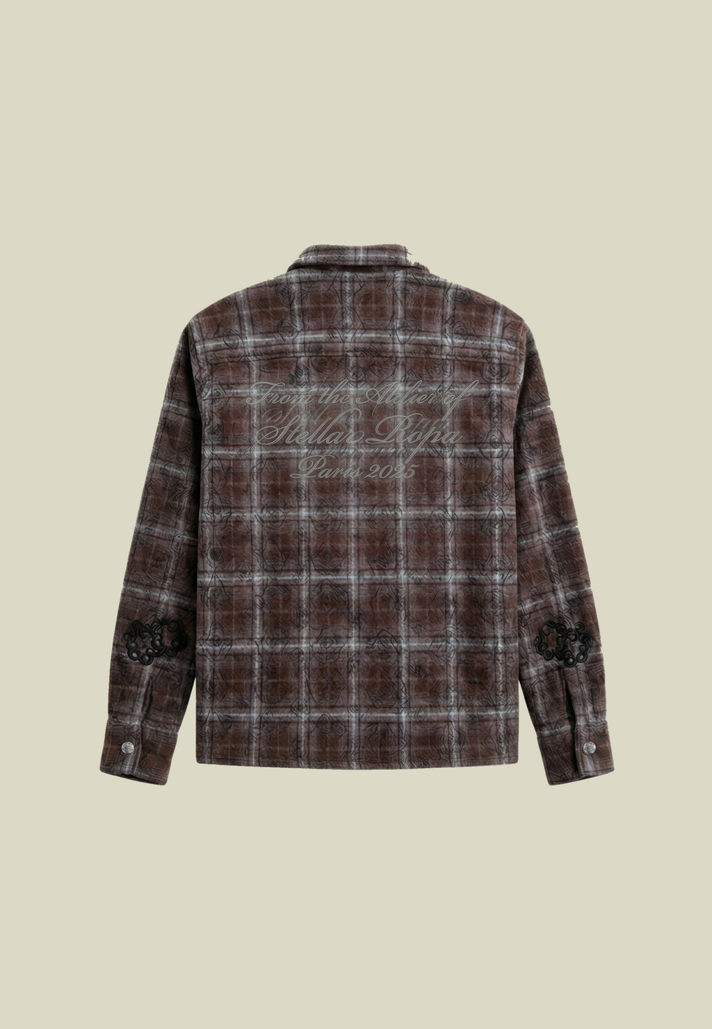 Camicia donna a quadri marrone con maniche lunghe