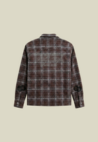 Camicia donna a quadri marrone con maniche lunghe