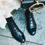 Bottes femme à lacets, bout rond et talon