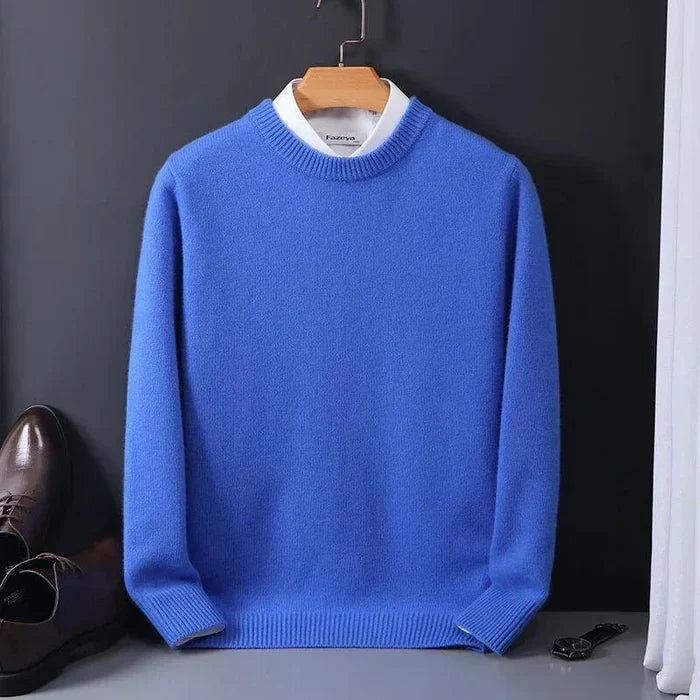 Jersey de hombre liso, holgado, con cuello redondo y manga larga