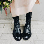 Bottes femme à lacets, bout rond et talon