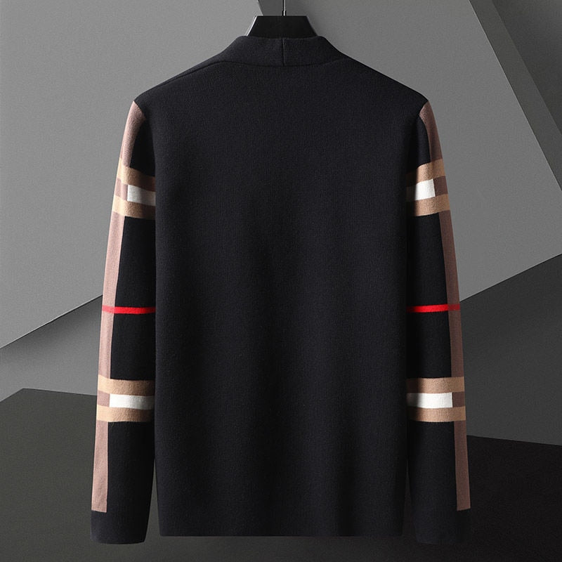 Cardigan uomo in maglia a righe con tasche