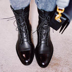 Bottes femme à lacets, bout rond et talon