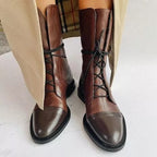 Bottes femme à lacets, bout rond et talon