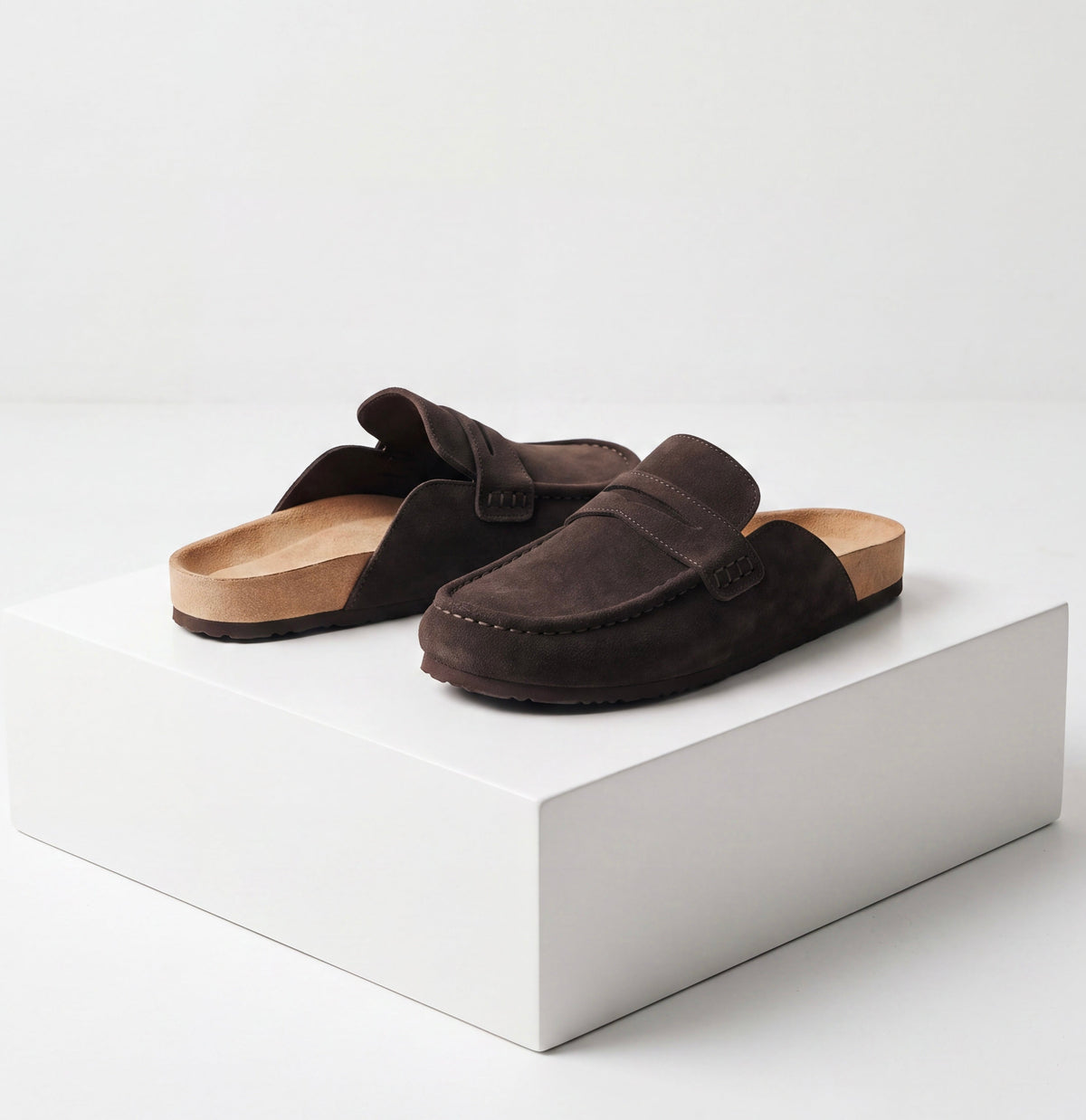 Mocassini mule donna con suola piatta marroni